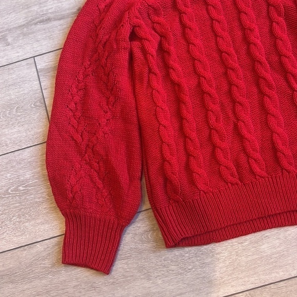 𝅺soho off the shoulder nwt red cable knit sweater size large - Picture 5 of 7